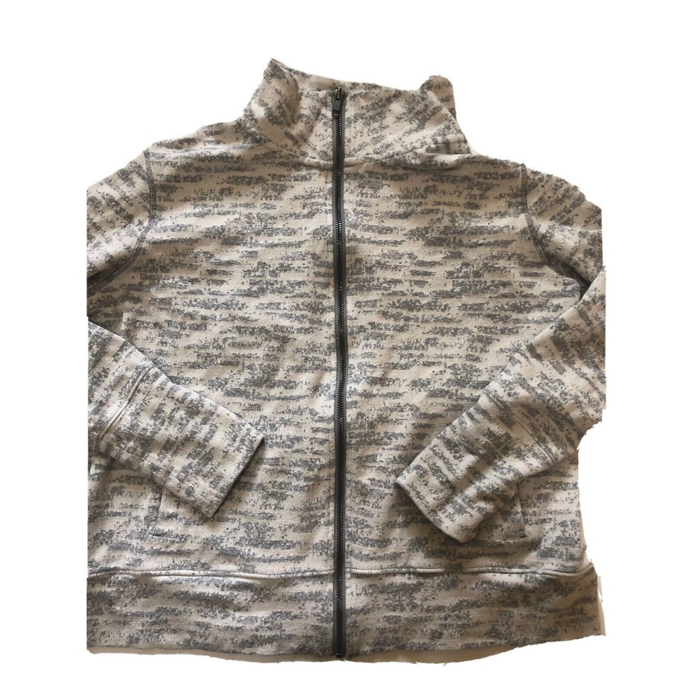 ZYIA Active Sweatshirt Womens Sz XL Cheetah Striped Coat Pockets Full Zip Jacket